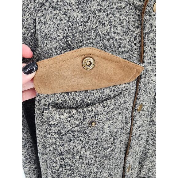 Eddie Bauer Black Gray Heathered Knit Jacket Men’s Size Medium - Picture 5 of 13